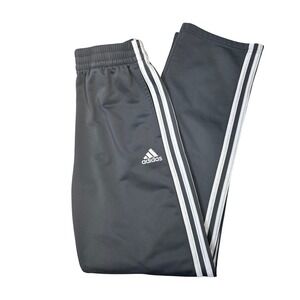 Adidas Youth Boys Grey White 3-Stripes Track Pants Size L 14/16 Athletic Sweats